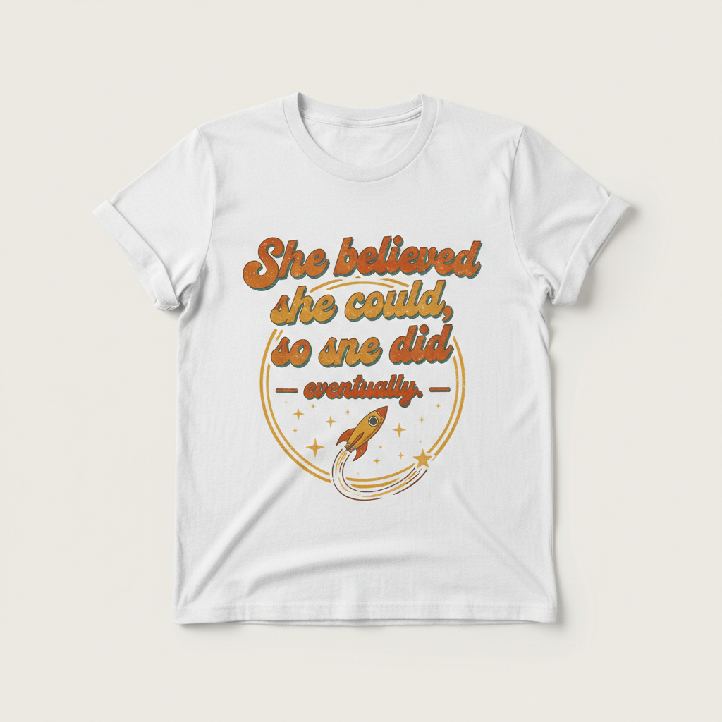 She Believed She Could retro vintage women's graphic t-shirt