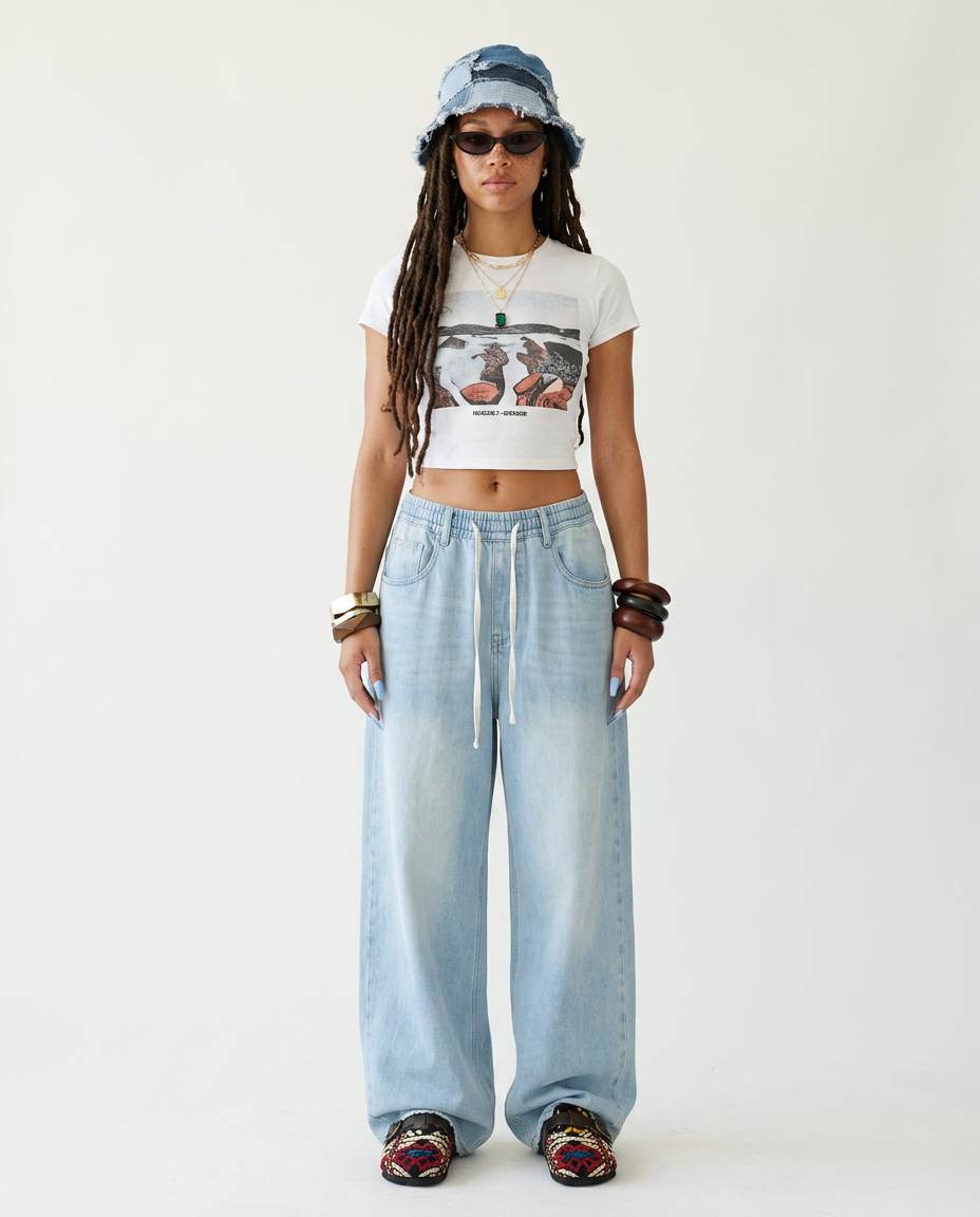 Confident Patchwork Wide Leg Pants-3